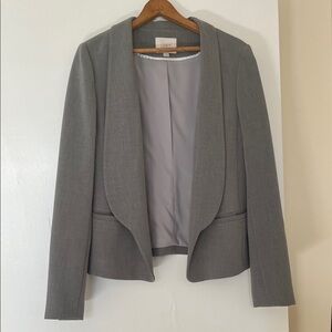 LOFT Gray Open-Front Draped Shawl Collar Blazer Sz 8